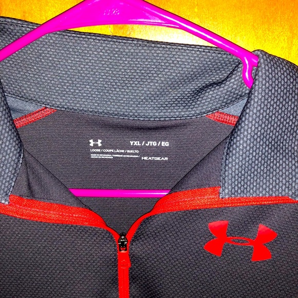 Youth extra large orange and gray under Armour long sleeve pull over - Picture 2 of 3